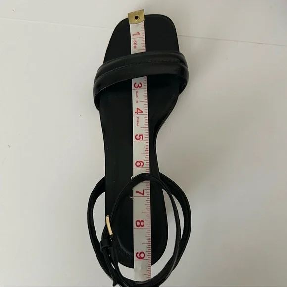 Sandro Lauren Black Leather Strappy Block Heel Sandal Size 37